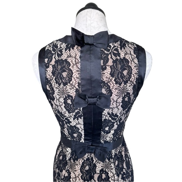 Milly of New York Marcella Bow Sheath Dress Silk & Floral Lace Overlay Size 2 - Picture 5 of 16